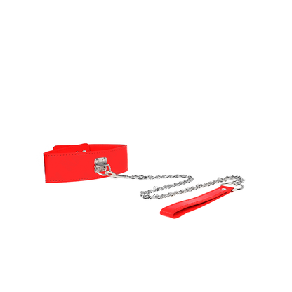 Collar Con Correa 65 Cm Ancho Rojo Ajustable 33.5-41 Cm X 5 Cm