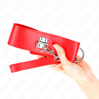 Collar Con Correa 65 Cm Ancho Rojo Ajustable 33.5-41 Cm X 5 Cm