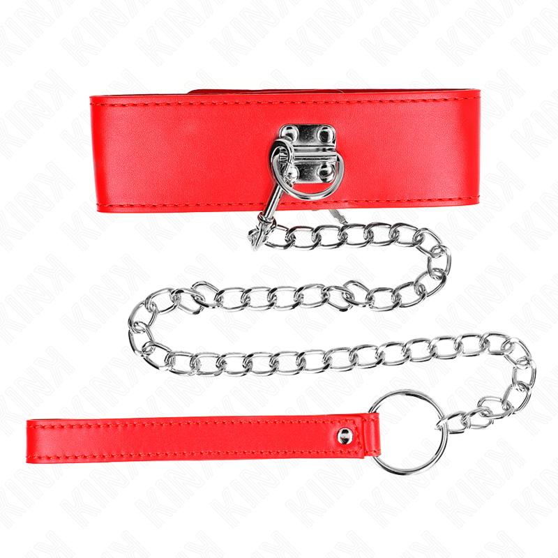 Collar Con Correa 65 Cm Ancho Rojo Ajustable 33.5-41 Cm X 5 Cm