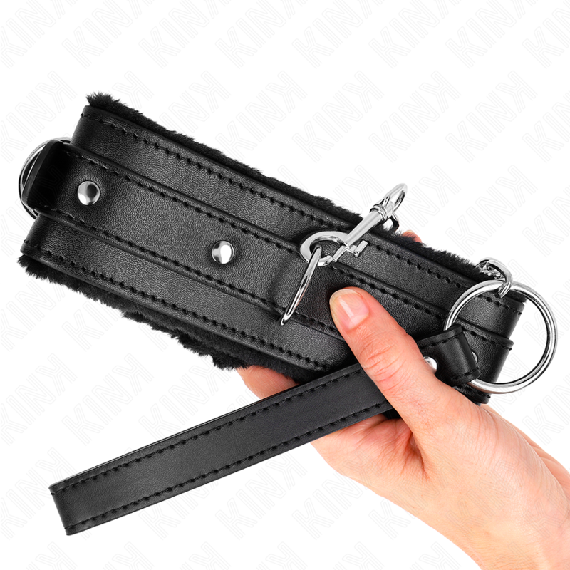 Collar Con Correa 65 Cm Con Restricciones Negro Ajustable 36-42 Cm X 5.5 Cm