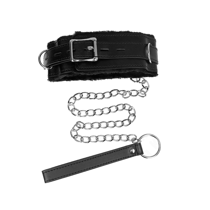 Collar Con Correa 65 Cm Con Restricciones Negro Ajustable 36-42 Cm X 5.5 Cm