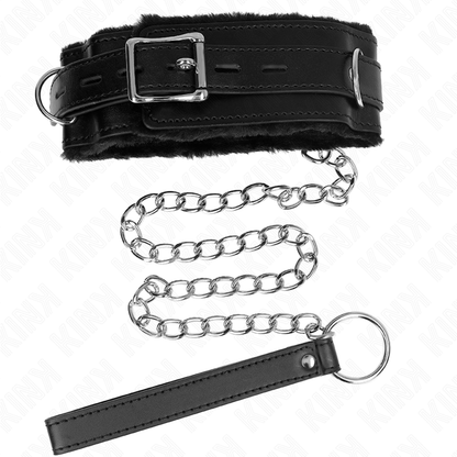 Collar Con Correa 65 Cm Con Restricciones Negro Ajustable 36-42 Cm X 5.5 Cm