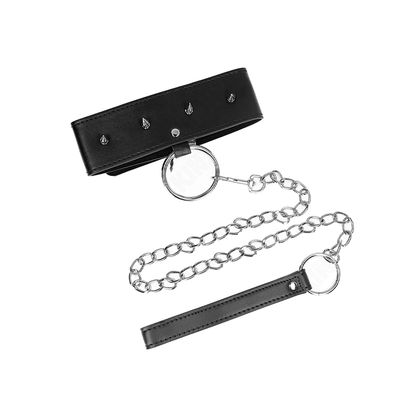 Collar Con Correa 65 Cm Con Tachuelas Plateadas Modelo 2 Ajustable 36-43 Cm X 5 Cm