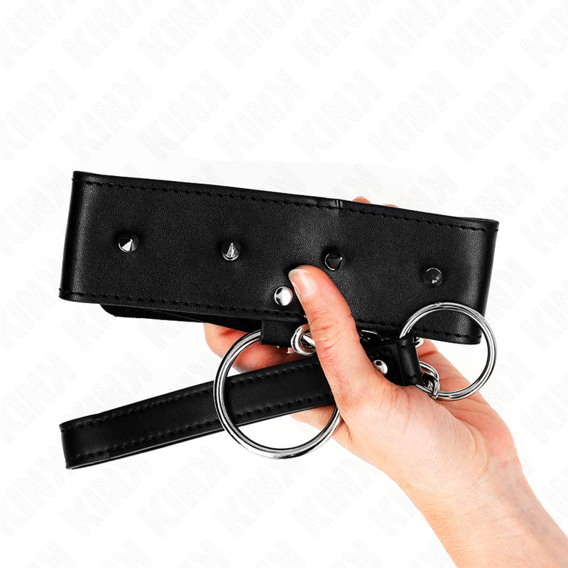 Collar Con Correa 65 Cm Con Tachuelas Plateadas Modelo 2 Ajustable 36-43 Cm X 5 Cm