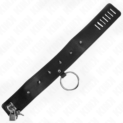 Collar Con Correa 65 Cm Con Tachuelas Plateadas Modelo 2 Ajustable 36-43 Cm X 5 Cm