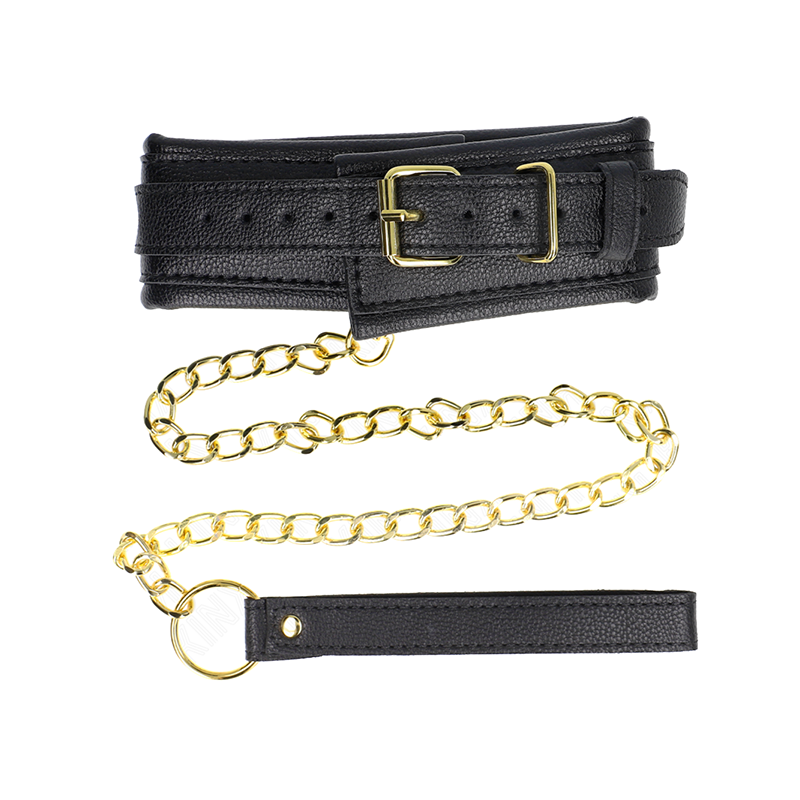 Collar Con Correa Esponja Imitación Cuero Modelo 1 Ajustable 37-54 Cm X 3 Cm