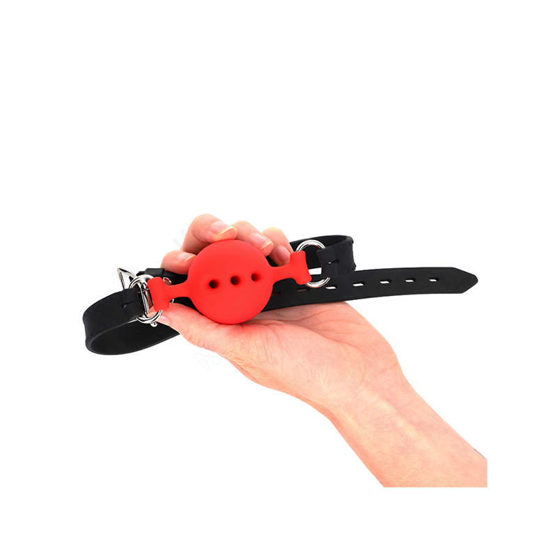 Mordaza 55 X 2 Cm De Bola 4.5 Cm De Silicona Completa Talla M Rojo Ajustable 35-51 Cm