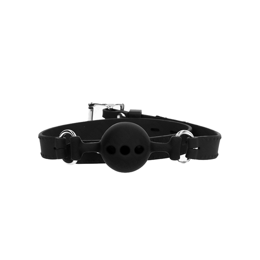 Mordaza 55 X 2 Cm De Bola 4 Cm De Silicona Completa Talla S Negro Ajustable 35-51 Cm