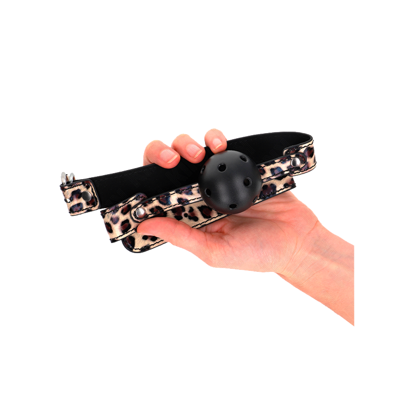 Mordaza De Bola 4.5 Cm Transpirable Leopardo 65 X 2.5 Cm