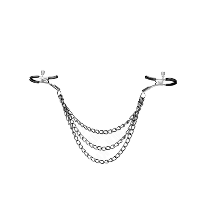 Pinzas Para Pezones Con Triple Cadena Negro 20/23/28 Cm