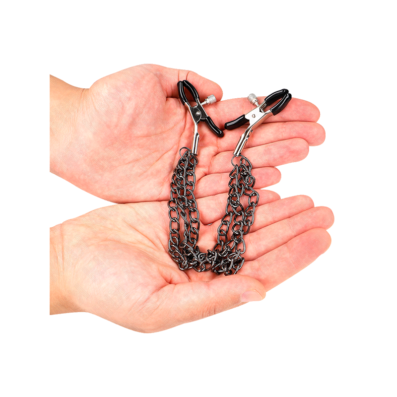 Pinzas Para Pezones Con Triple Cadena Negro 20/23/28 Cm