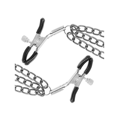 Pinzas Para Pezones Con Triple Cadena Negro 20/23/28 Cm