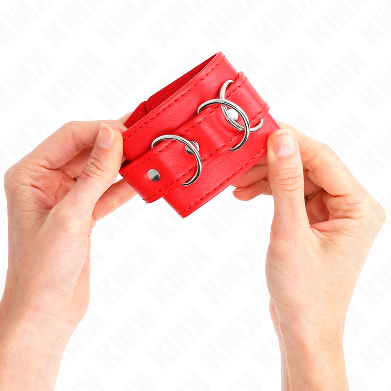 Muñequeras Con 3 Anillas En D Ajustable Rojo 17.5-25 Cm X 6 Cm