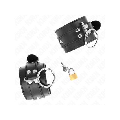 Muñequeras Con Bloqueo De Candado En Anillas Negro Ajustable 20-28 Cm X 5.5 Cm