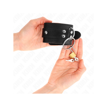 Muñequeras Con Bloqueo De Candado En Anillas Negro Ajustable 20-28 Cm X 5.5 Cm