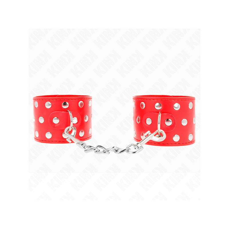 Muñequeras Con Cierre A Presión Lleno De Tachuelas Ajustable Rojo 19-24 Cm X 5.5 Cm