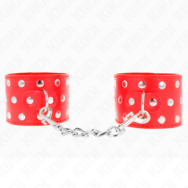 Muñequeras Con Cierre A Presión Lleno De Tachuelas Ajustable Rojo 19-24 Cm X 5.5 Cm