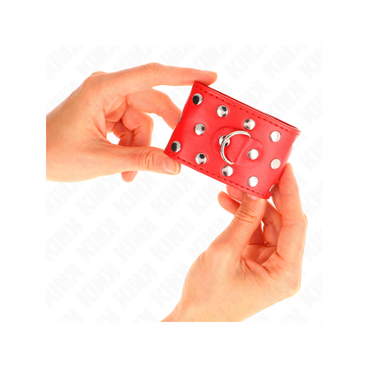 Muñequeras Con Cierre A Presión Lleno De Tachuelas Ajustable Rojo 19-24 Cm X 5.5 Cm
