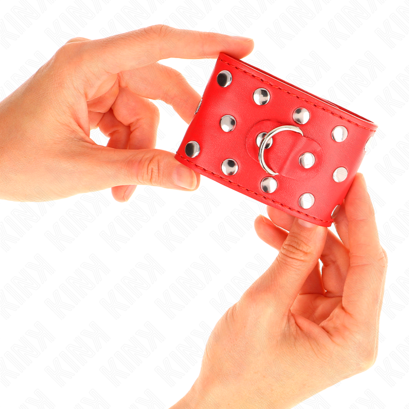 Muñequeras Con Cierre A Presión Lleno De Tachuelas Ajustable Rojo 19-24 Cm X 5.5 Cm