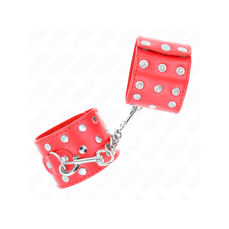 Muñequeras Con Cierre A Presión Lleno De Tachuelas Ajustable Rojo 19-24 Cm X 5.5 Cm