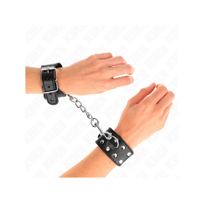 Muñequeras Con Doble Línea De Tachuelas Ajustable Negro