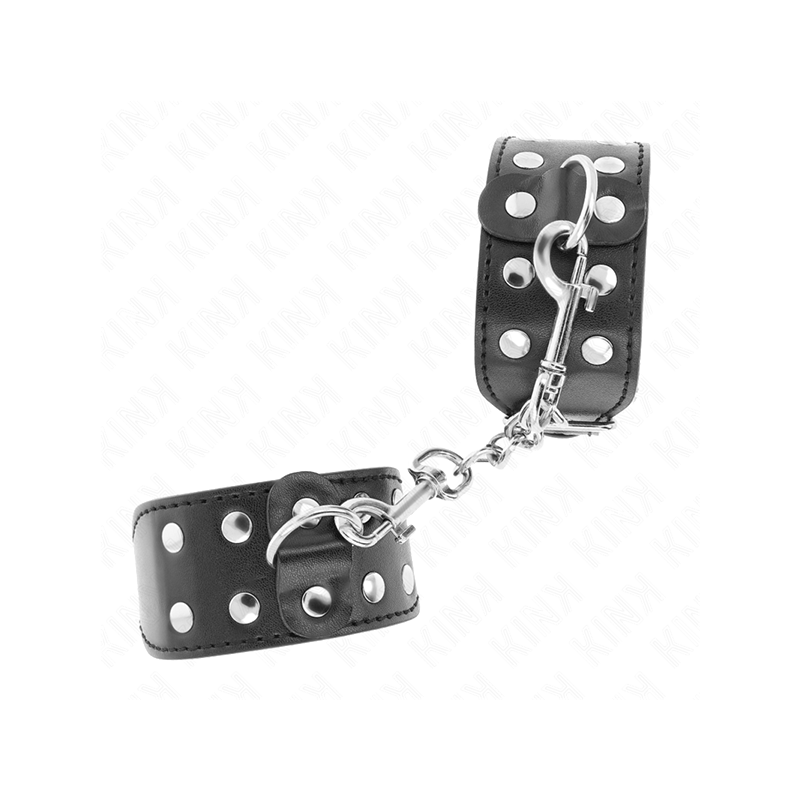 Muñequeras Con Doble Línea De Tachuelas Ajustable Negro