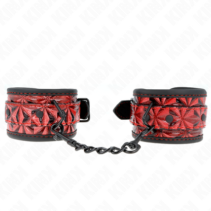 Muñequeras Con Patrón De Diamantes Rojo Oscuro Ajustable 17-26 Cm X 5.5 Cm