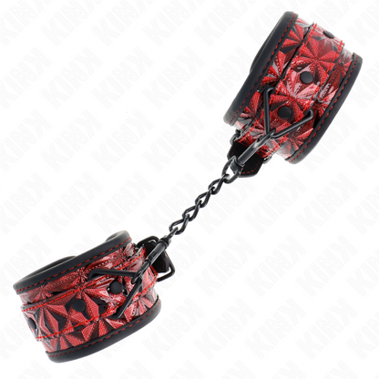 Muñequeras Con Patrón De Diamantes Rojo Oscuro Ajustable 17-26 Cm X 5.5 Cm