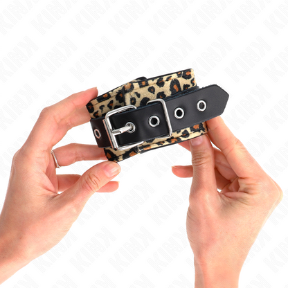 Muñequeras De Cuero Estilo Leopardo Ajustable 18-29 Cm X 5.5 Cm