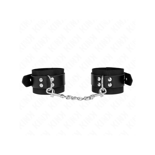Muñequeras De Nylon Negro Con Correa Cuero Negro Ajustable 19-29 Cm X 5.1 Cm
