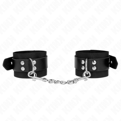 Muñequeras De Nylon Negro Con Correa Cuero Negro Ajustable 19-29 Cm X 5.1 Cm