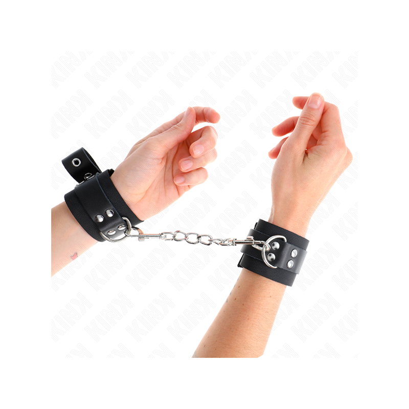 Muñequeras De Nylon Negro Con Correa Cuero Negro Ajustable 19-29 Cm X 5.1 Cm