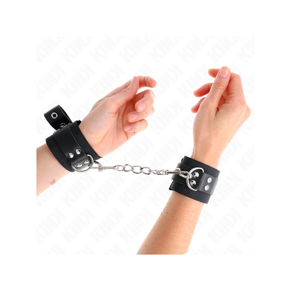 Muñequeras De Nylon Negro Con Correa Cuero Negro Ajustable 19-29 Cm X 5.1 Cm