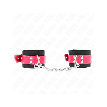 Muñequeras De Nylon Negro Con Correa Polipiel Fuscia Ajustable 19-29 Cm X 5.1 Cm
