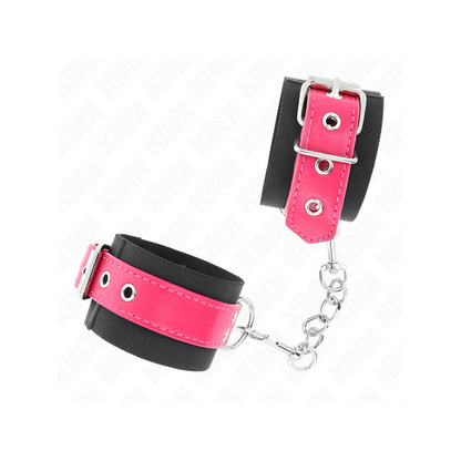 Muñequeras De Nylon Negro Con Correa Polipiel Fuscia Ajustable 19-29 Cm X 5.1 Cm