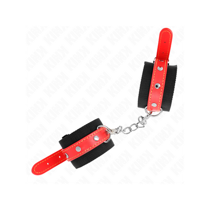 Muñequeras De Nylon Negro Con Correa Polipiel Rojo Ajustable 19-24 Cm X 5.5 Cm