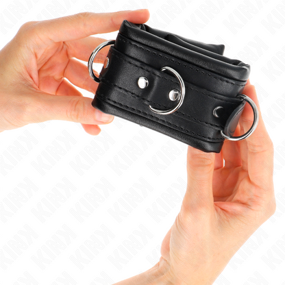 Muñequeras Estilo Heavy Forro Negro Ajustable 20-30 Cm X 6 Cm
