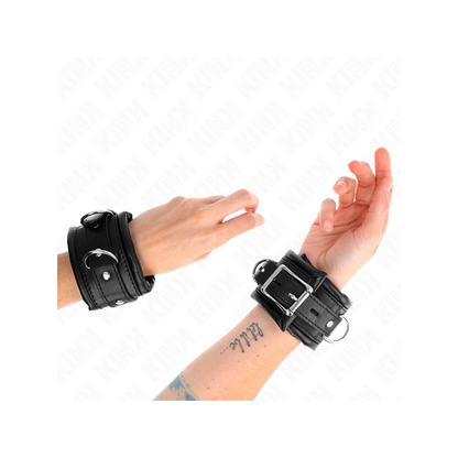 Muñequeras Estilo Heavy Forro Negro Ajustable 20-30 Cm X 6 Cm