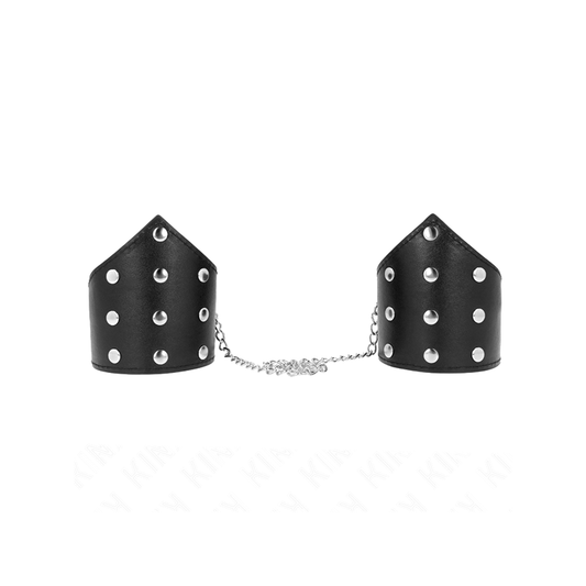 Muñequeras Estilo Puntiagudo Negro Con Cadena Ajustable 17-23 Cm X 8.5 Cm