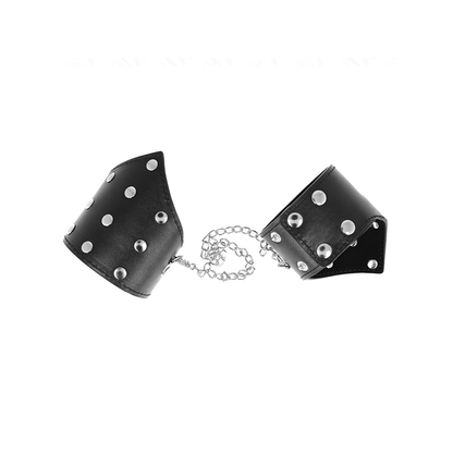 Muñequeras Estilo Puntiagudo Negro Con Cadena Ajustable 17-23 Cm X 8.5 Cm