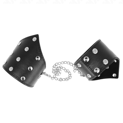 Muñequeras Estilo Puntiagudo Negro Con Cadena Ajustable 17-23 Cm X 8.5 Cm