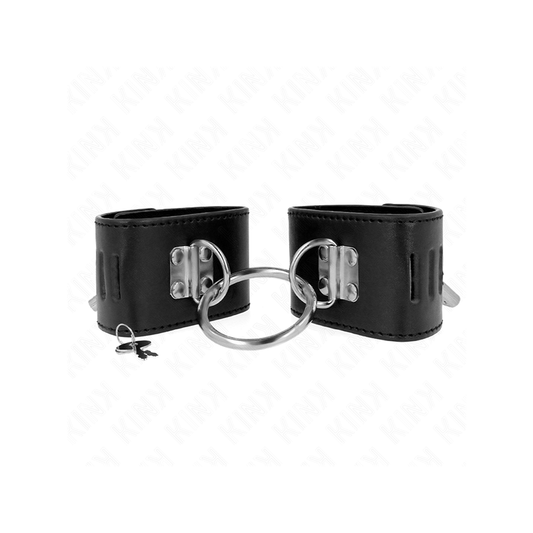 Muñequeras Fijas Con Anilla Y Cierre Candado Negro Ajustable 16-23 Cm X 5.5 Cm