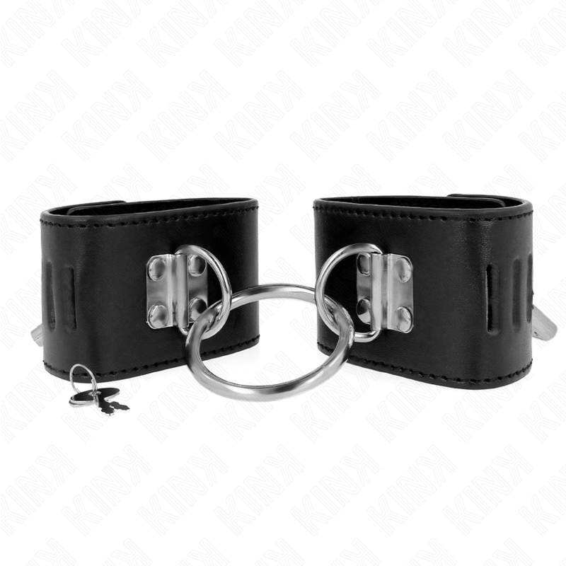 Muñequeras Fijas Con Anilla Y Cierre Candado Negro Ajustable 16-23 Cm X 5.5 Cm