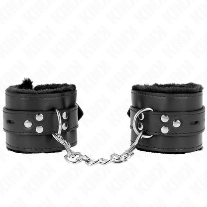 Muñequeras Forradas Con Agujeros Cuadrados Negro Y Correa Negro Ajustable 17-29 Cm X 6 Cm