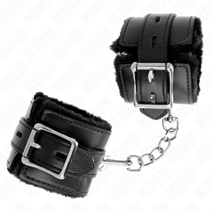 Muñequeras Forradas Con Agujeros Cuadrados Negro Y Correa Negro Ajustable 17-29 Cm X 6 Cm
