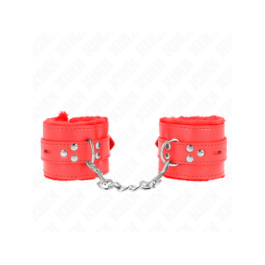 Muñequeras Forradas Con Agujeros Cuadrados Rojo Y Correa Rojo Ajustable 17-29 Cm X 6 Cm