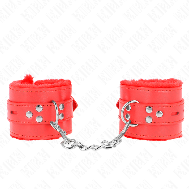 Muñequeras Forradas Con Agujeros Cuadrados Rojo Y Correa Rojo Ajustable 17-29 Cm X 6 Cm