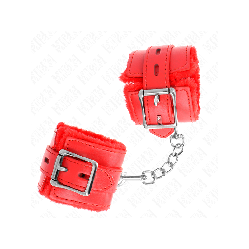 Muñequeras Forradas Con Agujeros Cuadrados Rojo Y Correa Rojo Ajustable 17-29 Cm X 6 Cm