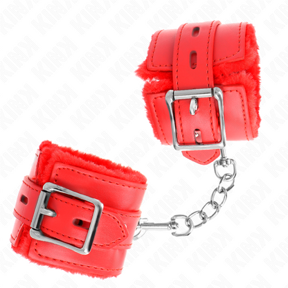 Muñequeras Forradas Con Agujeros Cuadrados Rojo Y Correa Rojo Ajustable 17-29 Cm X 6 Cm