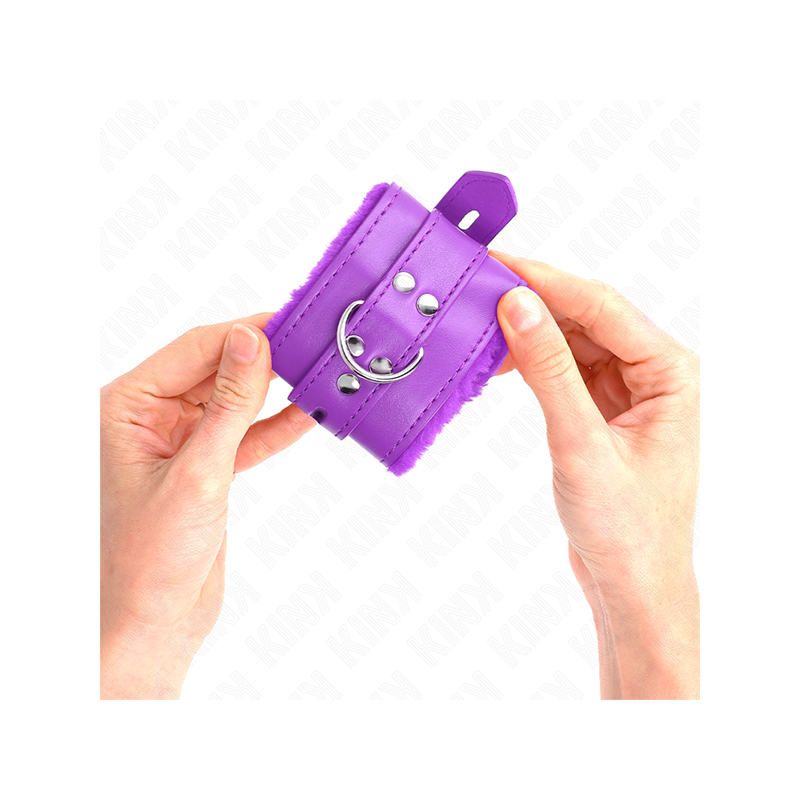 Muñequeras Forradas Con Agujeros Cuadrados Violeta Y Correa Violeta Ajustable 17-29 Cm X 6 Cm